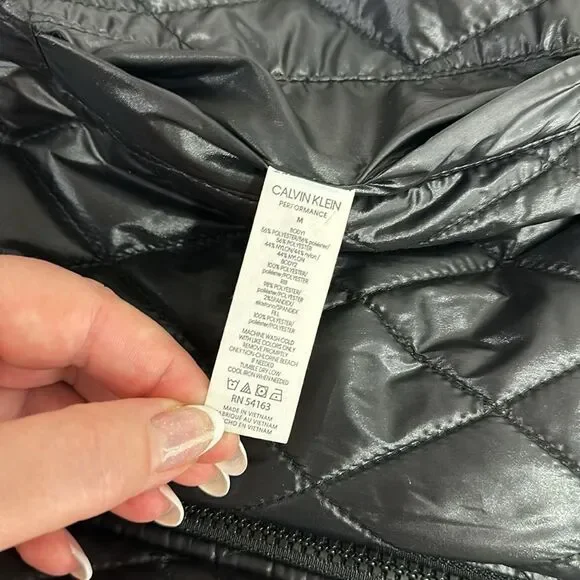 Calvin Klein Performance Reversible Black Silver Quilted Bomber Jacket Size M - Picture 9 of 12